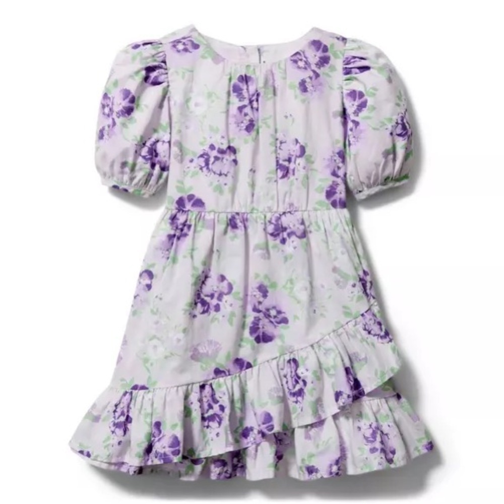 Janie and jack lavender fog floral puff sleeve dress 3T